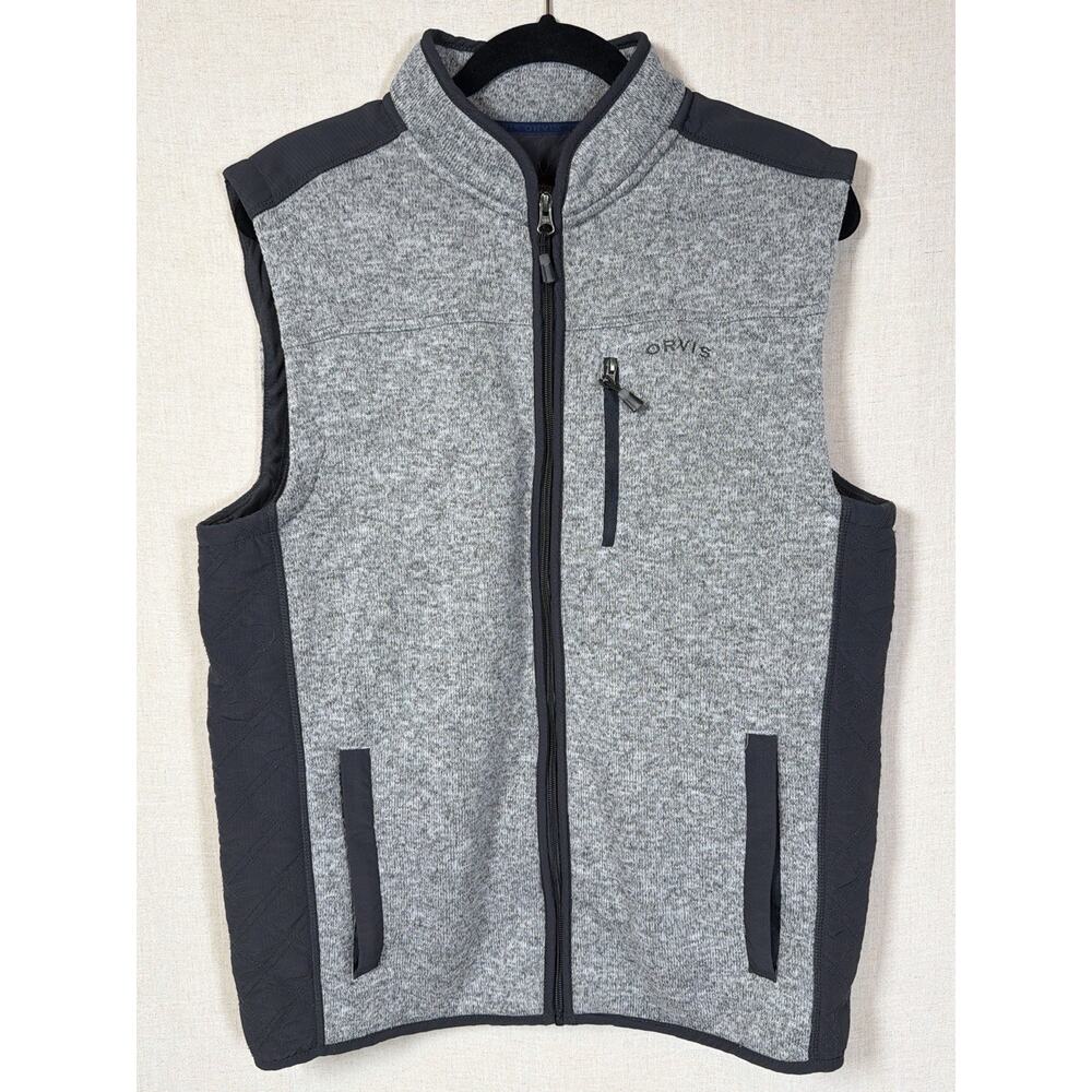 Orvis Men's Full Zip Fleece Vest | Grey | Zip Pockets | Size L | Travel Layer - Picture 1 of 10